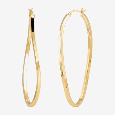 Made in Italy Womens 14K Gold Over Silver 67mm Oval Hoop Earrings