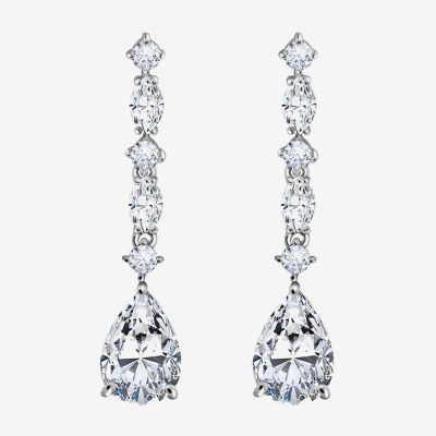 Diamonart Marilyn Monroe Womens 4 1/2 CT. T.W. White Cubic Zirconia Platinum Over Silver Drop Earrings