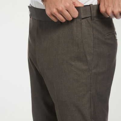 Savane Premium Stretch Expandable Waist Mens Straight Fit Dress Flat Front Pant