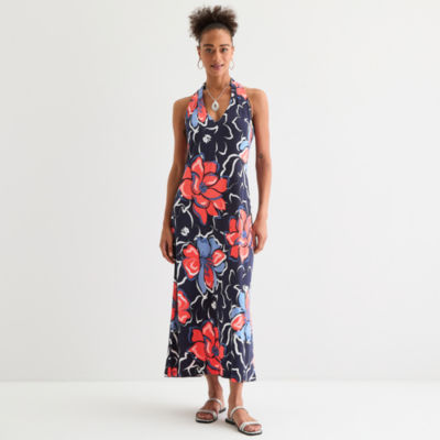 Connected Apparel Womens Sleeveless Floral Maxi Dress