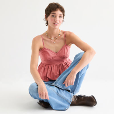 Arizona Womens Juniors Sweetheart Neck Sleeveless Tank Top