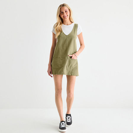 Arizona Womens Sleeveless Skirtalls-Juniors, X-small, Green