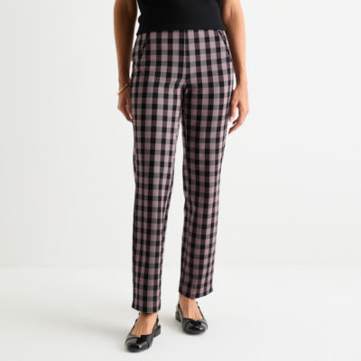 Liz Claiborne Womens Easy-on + Easy-off Seated Wear Straight Pull-On Pant
