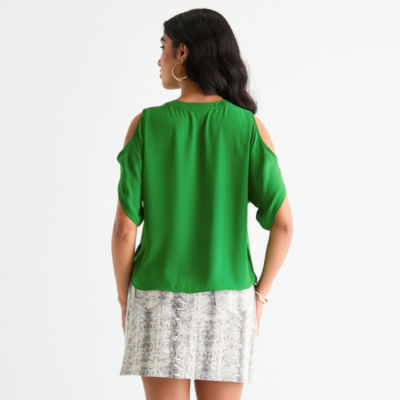 Bold Elements Womens V Neck Short Sleeve Blouse