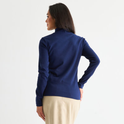 St. John's Bay Womens Mock Neck Long Sleeve T-Shirt