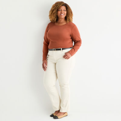 St. John's Bay Womens Crew Neck Long Sleeve T-Shirt