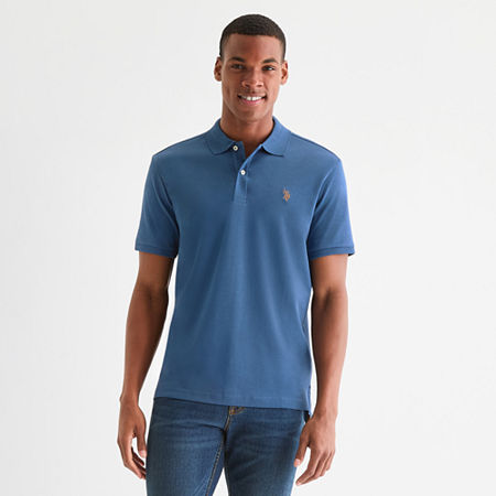 Uspa U.s. Polo Assn. Interlock Mens Classic Fit Short Sleeve Polo Shirt In Blue