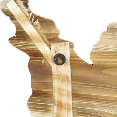Hanging Mixed Media Wood And USA Metal Wall Art