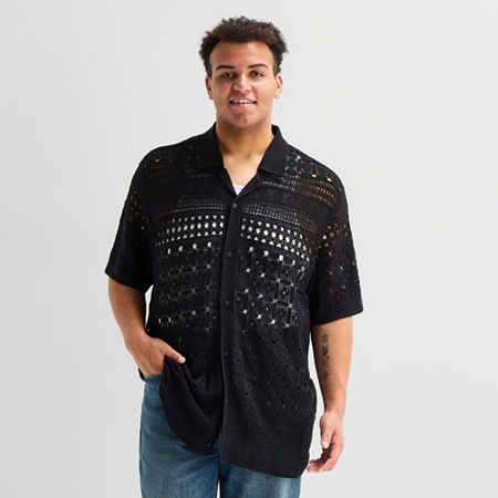 Arizona Big and Tall Mens Crew Neck Short Sleeve Polo Sweater, 4x-large, Black