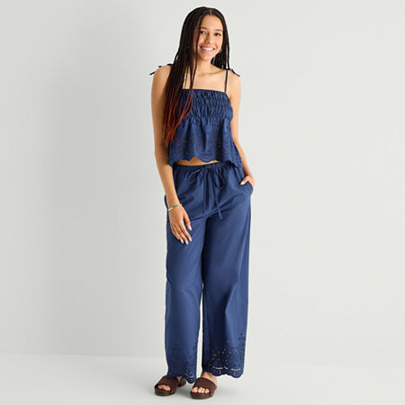 Forever 21 Womens Juniors Straight Pull-On Pant, Large, Blue