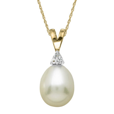 Certified Sofia™ Cultured Freshwater Pearl 14K Yellow Gold Pendant Necklace