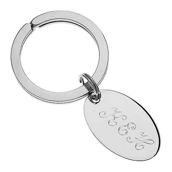 Personalized Sterling Silver Oval Key Ring