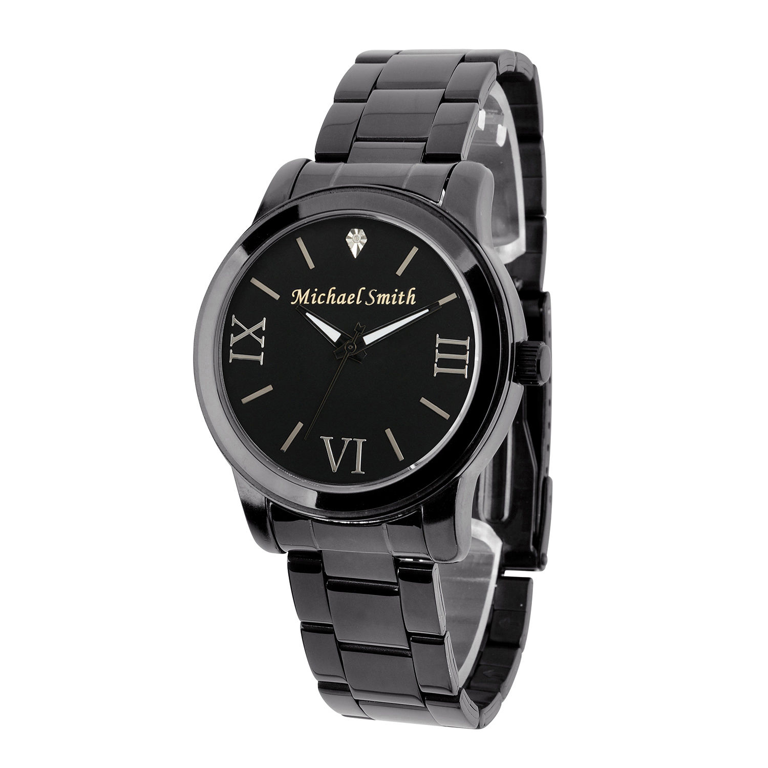 Personalized Gun Metal Black Dial Stainless Steel Bracelet Watch - JCPenney