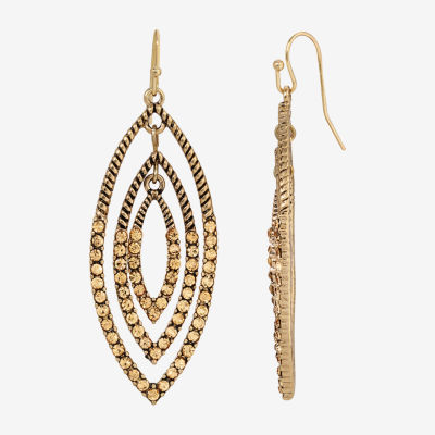 1928 Gold Tone Crystal Drop Earrings