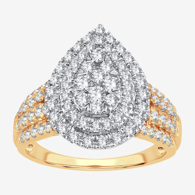 Womens 1 CT. T.W. Genuine White Diamond 10K Gold Pear Engagement Ring