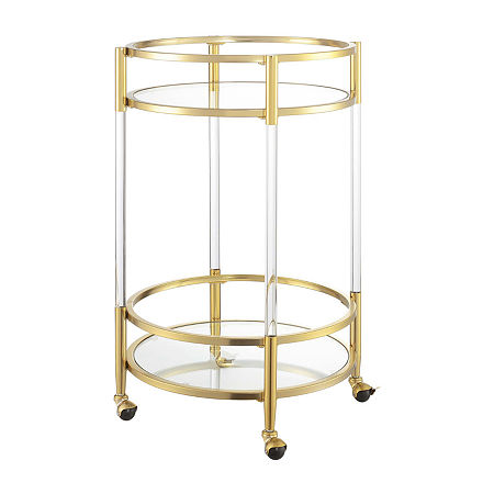 Royal Crest 2-Tier Acrylic Glass Bar Cart, One Size, Yellow