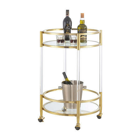 Royal Crest 2-Tier Acrylic Glass Bar Cart, One Size, Yellow