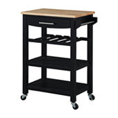 Brantley Granite Top Rolling Kitchen Cart with Towel Rack, Color: White -  JCPenney