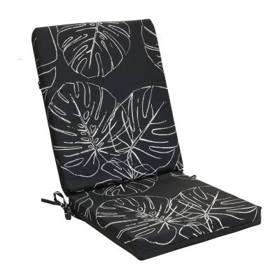 Outdoor Dècor Ebony Leaf Printed High Back Patio Seat Cushion