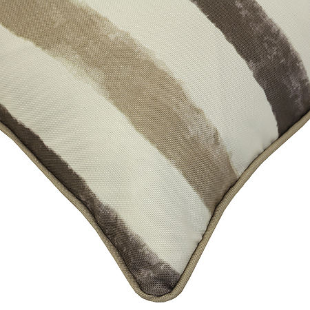 Outdoor Dècor Nature Printed Stripe Square Outdoor Pillow, One Size, Beige