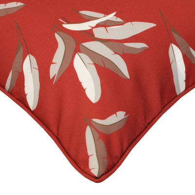 Outdoor Dècor Ruby Red Leaf Print Square Outdoor Pillow