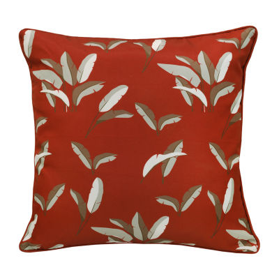 Outdoor Dècor Ruby Red Leaf Print Square Outdoor Pillow