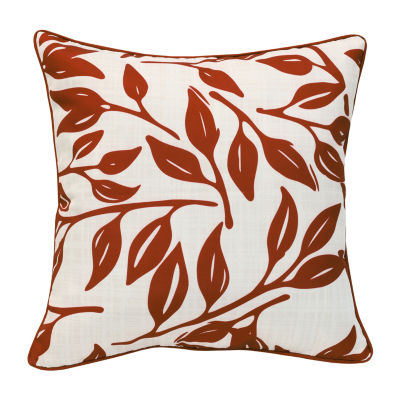 Outdoor Dècor Ruby Red Printed Leaves Square Outdoor Pillow