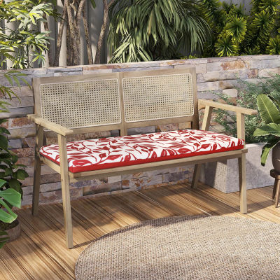 Outdoor Dècor Ruby Red Printed Leaves Bench Patio Seat Cushion