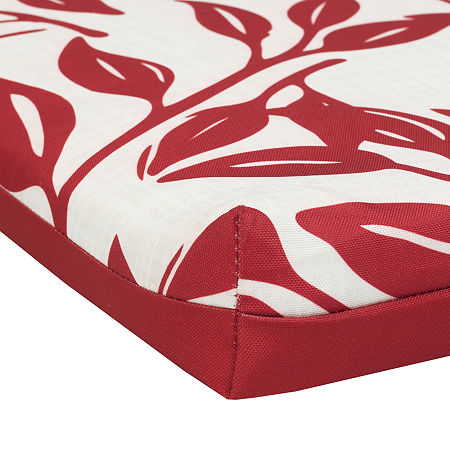 Outdoor Dècor Ruby Red Printed Leaves High Back Patio Seat Cushion, One Size, Red