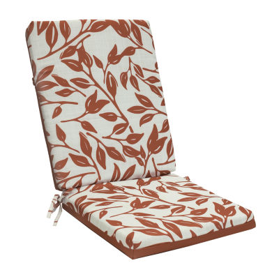 Outdoor Dècor Ruby Red Printed Leaves High Back Patio Seat Cushion