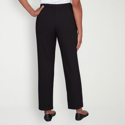 Alfred Dunner Opposites Attract Womens Mid Rise Textured Straight Pull-On Pants