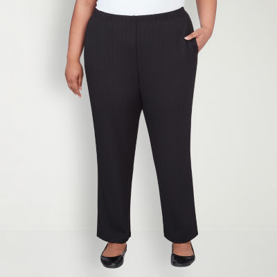 Alfred Dunner-Plus Opposites Attract Womens Mid Rise Straight Pull-On Pants
