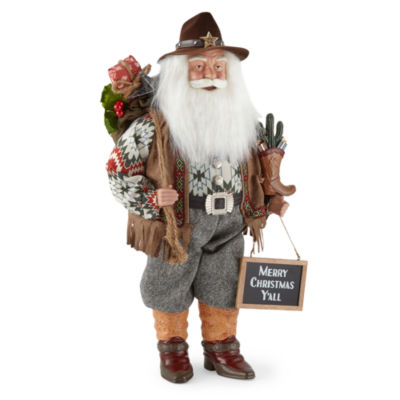 North Pole Trading Co. 18in Cowboy Santa Figurine