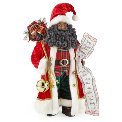 North Pole Trading Co. 18in List African American Santa Figurine