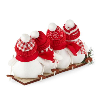 North Pole Trading Co. Santa Lodge Snowman On Sled Christmas Tabletop Decor