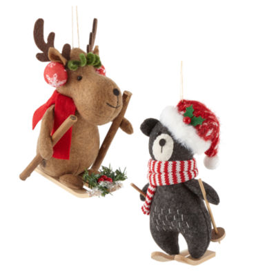 North Pole Trading Co. Ski Bear And Reindeer Set 2-pc. Christmas Ornament