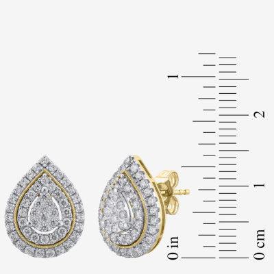 (H-I / I1) 1 CT. T.W. Lab Grown White Diamond 10K Gold 15.4mm Pear Stud Earrings