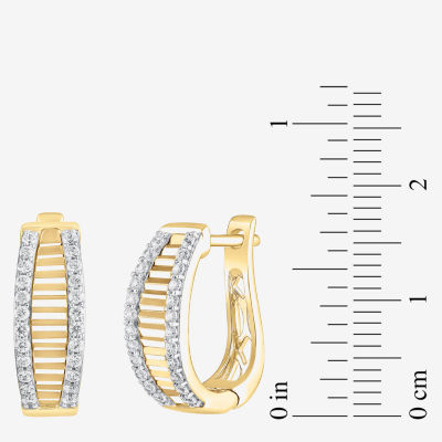 (H-I / I1) Womens 1/2 CT. T.W. Lab Grown White Diamond 10K Gold 18.1mm Hoop Earrings