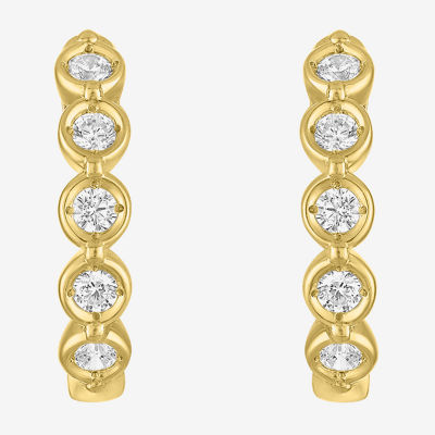 (G-H / I1-I2) Womens 1/6 CT. T.W. Lab Grown White Diamond 10K Gold 13.5mm Hoop Earrings