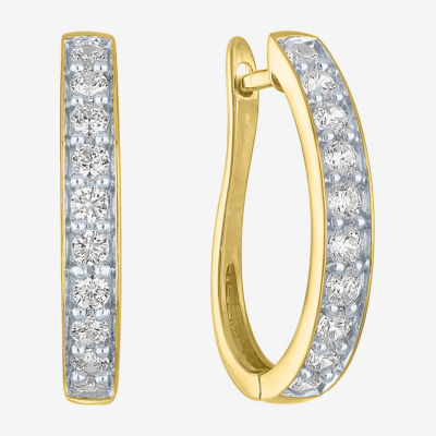 (G-H / I1-I2) 1 CT. T.W. Lab Grown White Diamond 10K Gold Hoop Earrings