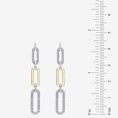 Linear (H-I / I1) 1/10 CT. T.W. Lab Grown White Diamond 10K Two Tone Gold Paperclip Drop Earrings