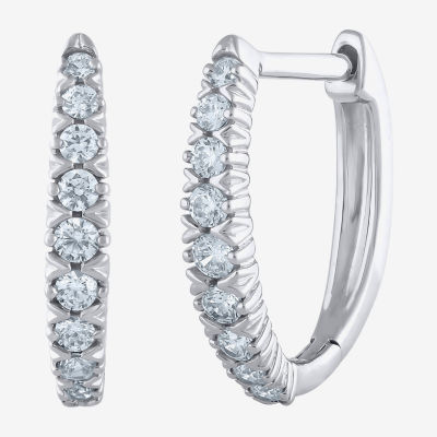 1/4 CT. T.W. Mined White Diamond 10K Gold 11.8mm Hoop Earrings