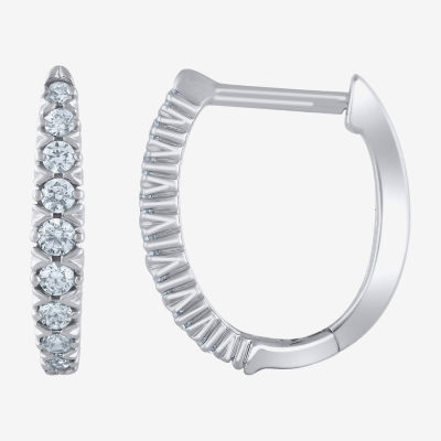 1/4 CT. T.W. Mined White Diamond 10K Gold 11.8mm Hoop Earrings