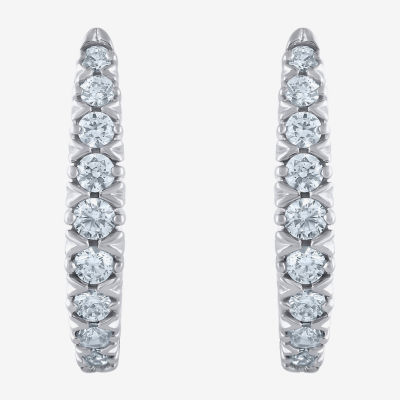 1/4 CT. T.W. Mined White Diamond 10K Gold 11.8mm Hoop Earrings