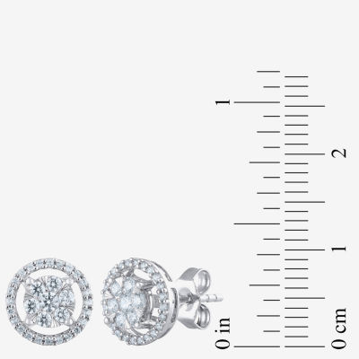 Certified 1/2 CT. T.W. Natural White Diamond 14K or Yellow Gold 9.5mm Stud Earrings