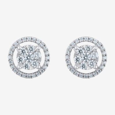 Certified 1/2 CT. T.W. Natural White Diamond 14K Gold 9.5mm Stud Earrings