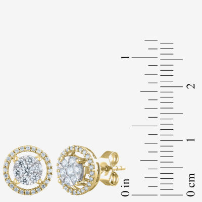 Certified 1/2 CT. T.W. Natural White Diamond 14K Gold 9.5mm Stud Earrings