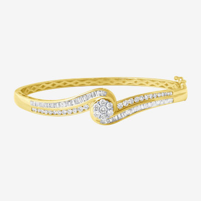 Diamond Blossom (G / Si2) 2 CT. T.W. Lab Grown White Diamond 10K Gold Round Bangle Bracelet