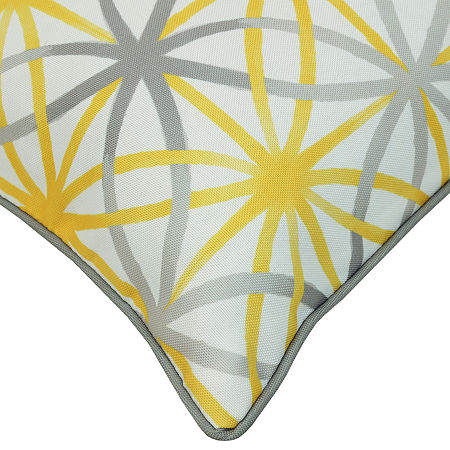 Outdoor Dècor Sunny Citrus Geometric Flower Print Square Outdoor Pillow, One Size, Black