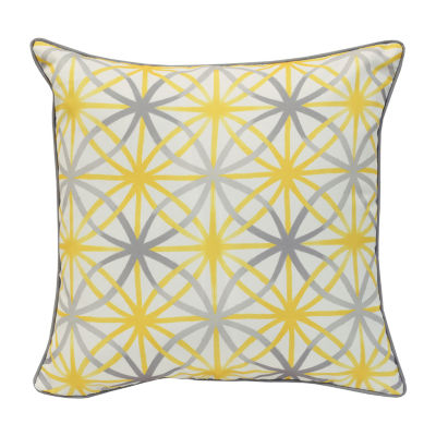 Outdoor Dècor Sunny Citrus Geometric Flower Print Square Outdoor Pillow